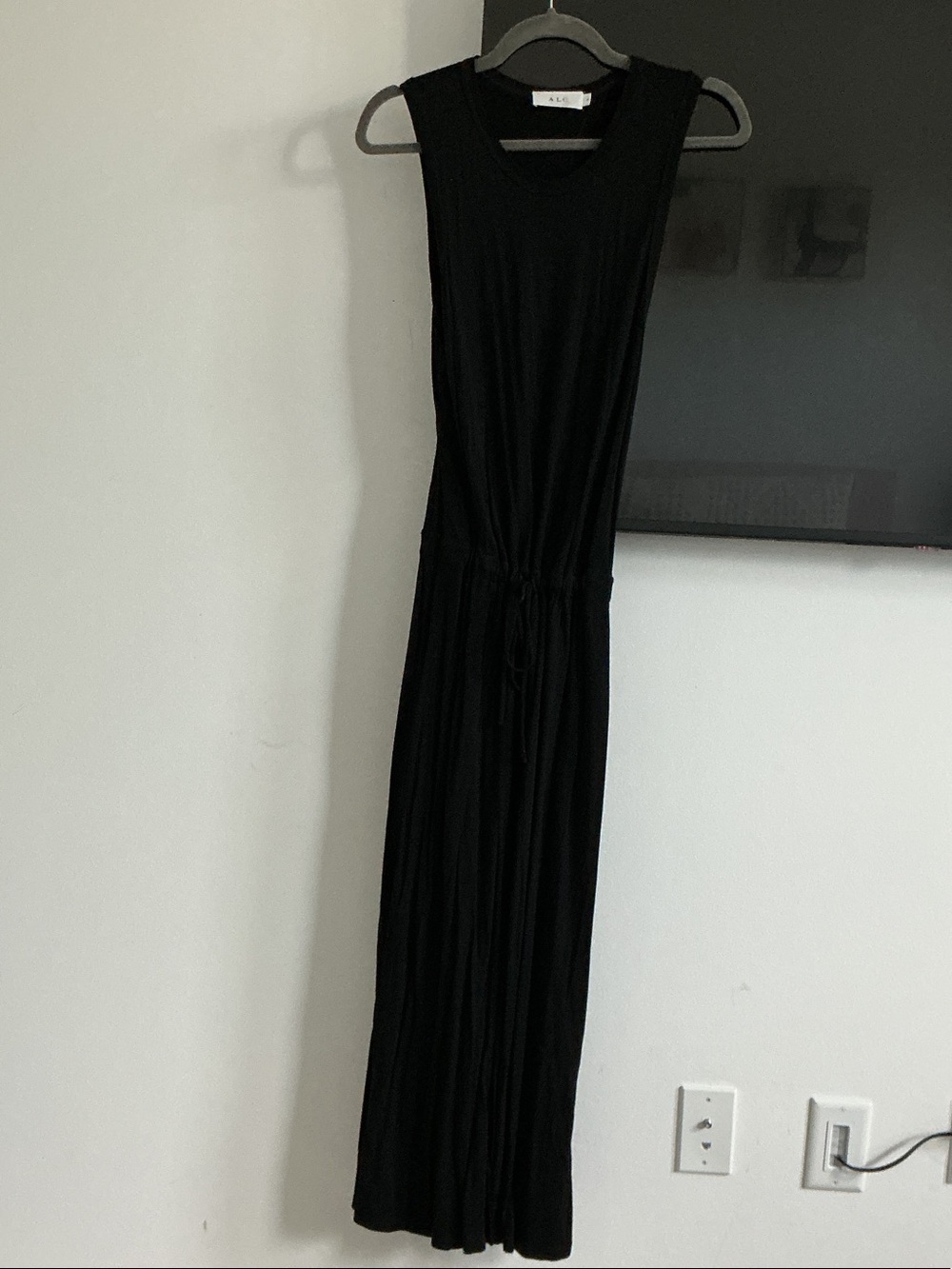A.L.C. Sleeveless Black Maxi Dress with Drawstring Waist